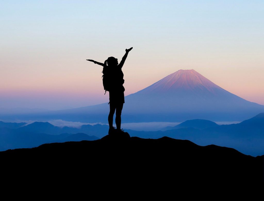 on top of mountain, success, sitting on personal throne